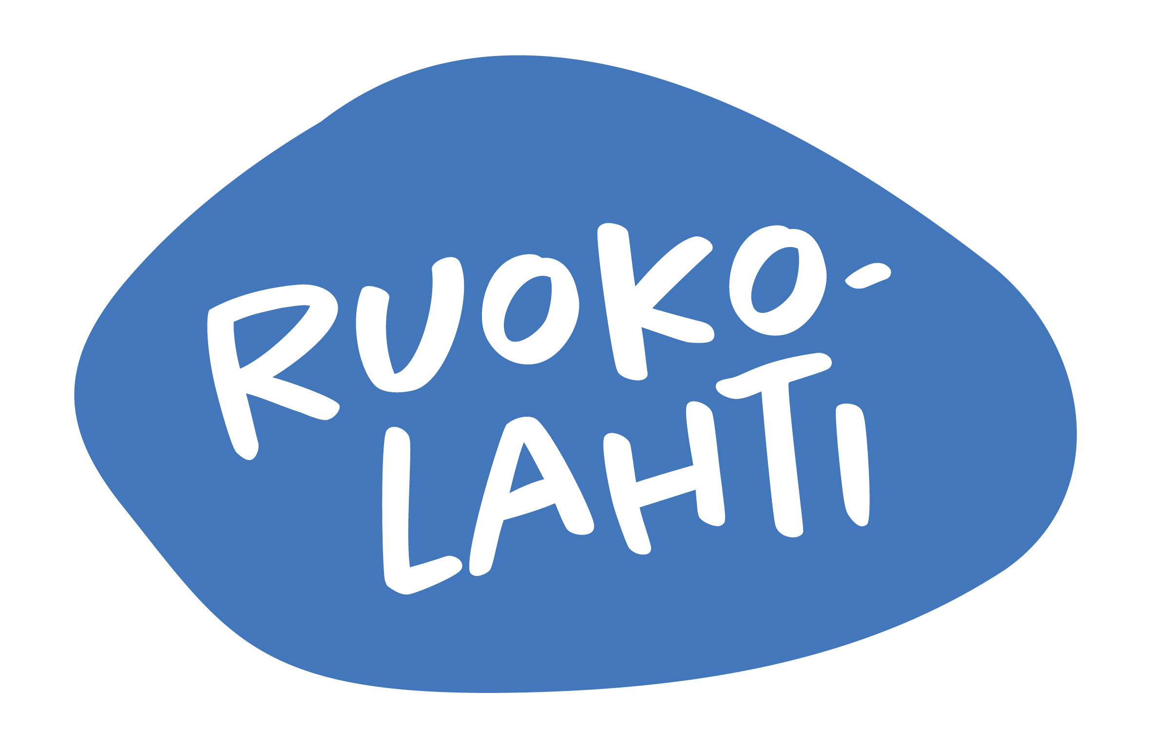 Logo, jossa sinisellä taustalla valkoinen Ruokolahti-teksti.